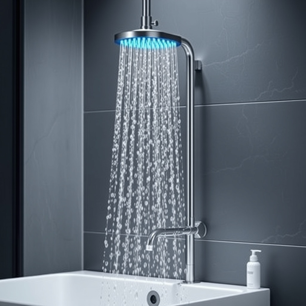 Banyoda buharlı ortamda asılı duran Hansgrohe Raindance Select S 240 baş üstü duş başlığı
