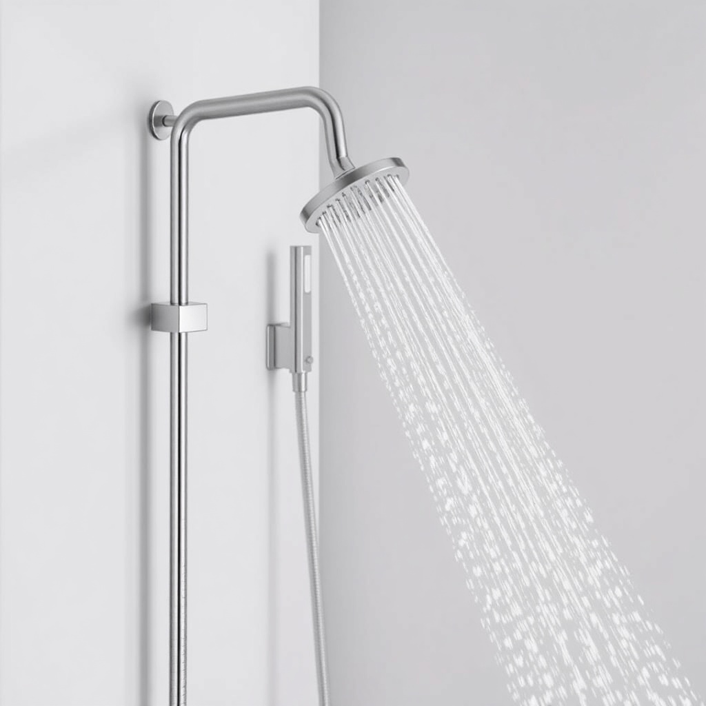 Bir banyoda monte edilmiş Hansgrohe Raindance Select Showerpipe’nin duvara montaj aşaması