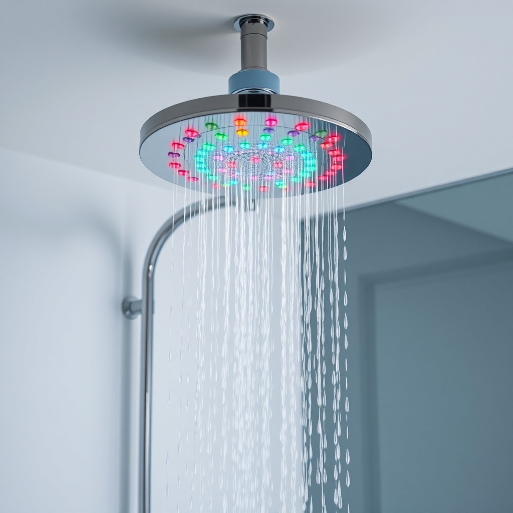 <photorealistic photo of a modern bathroom with Hansgrohe Rainmaker Select ceiling-mounted