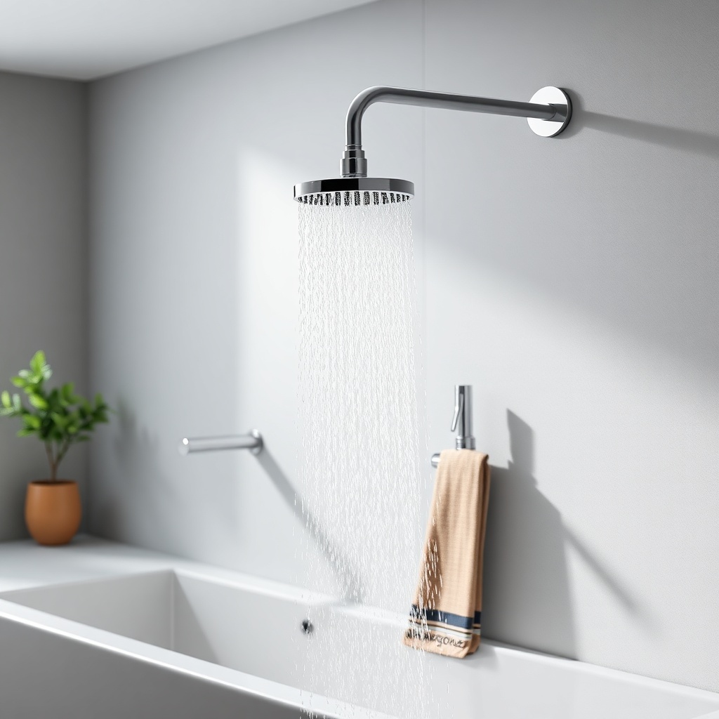 <clean photorealistic photo/ Hansgrohe Rainmaker Select'in QuickClean silikon uçlarına dok