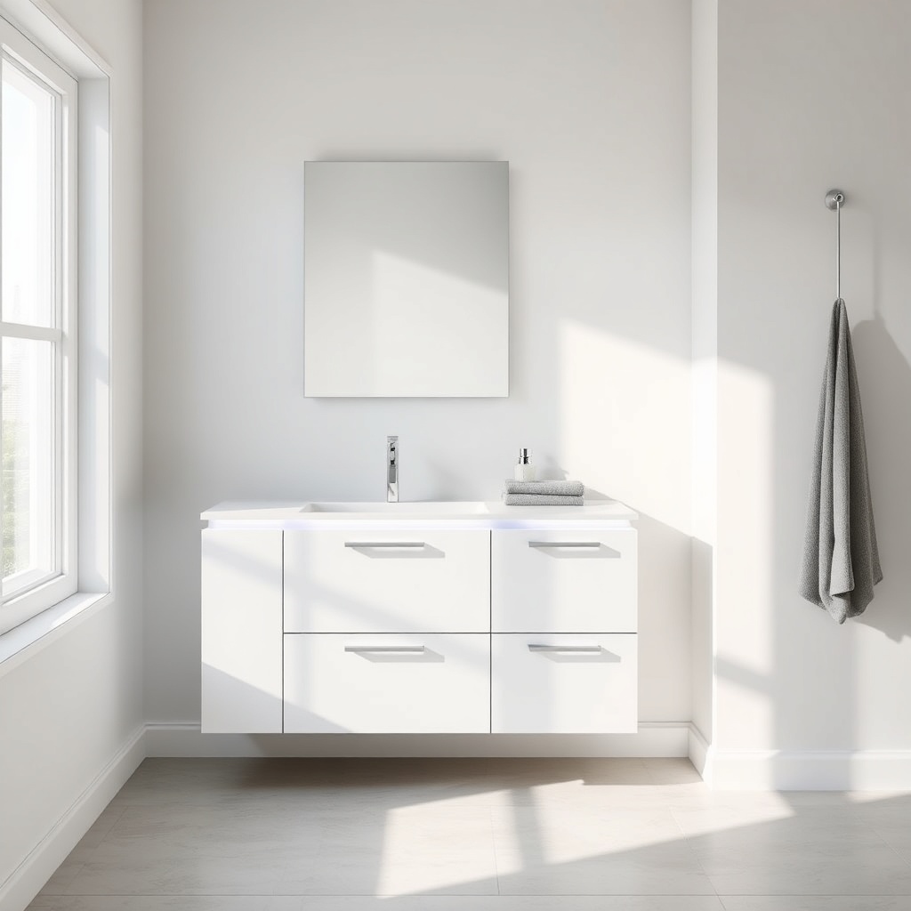 A modern bathroom with a Hansgrohe Rainmaker Select vanity unit