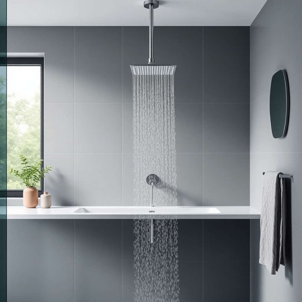 Bir tesisatçı elinde Hansgrohe Rainmaker Select batarya parçalarını tutarken
