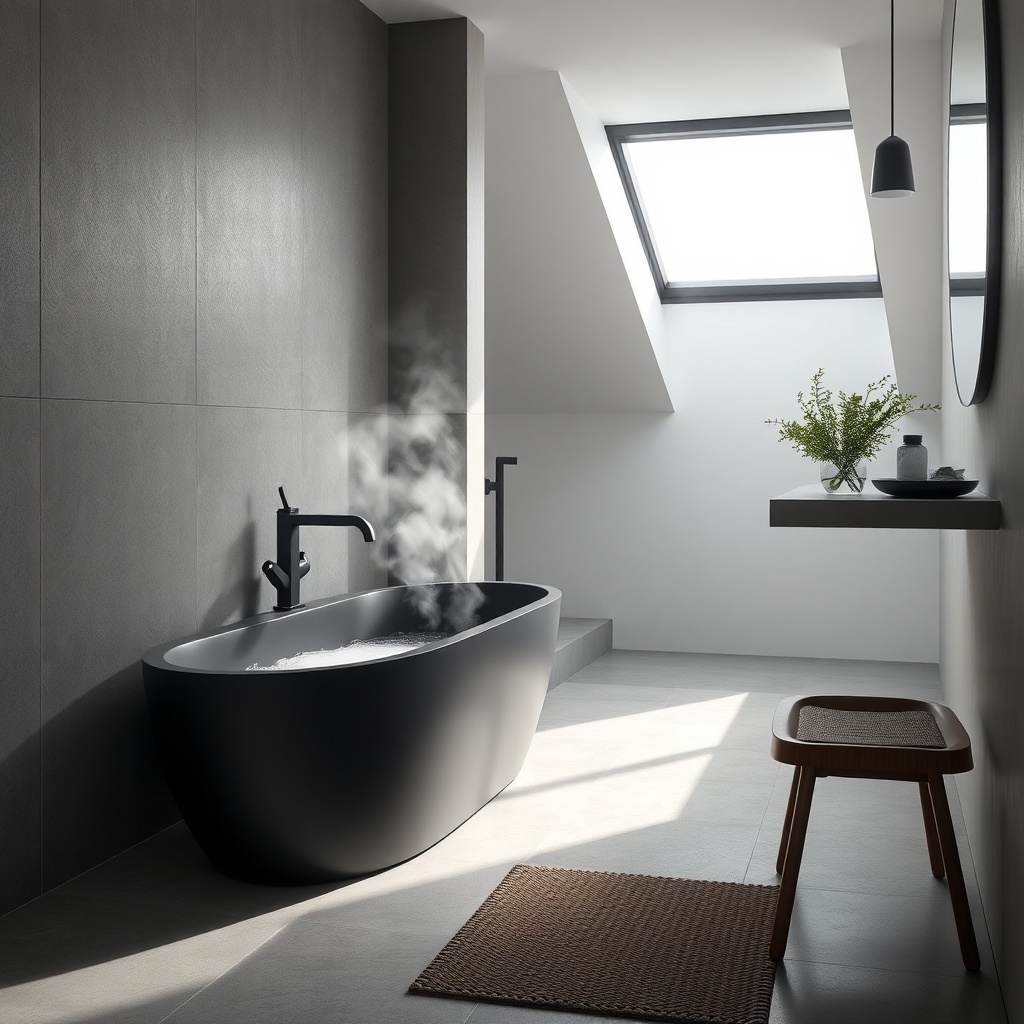 <photorealistic bathroom with a VitrA Root matte black batarya